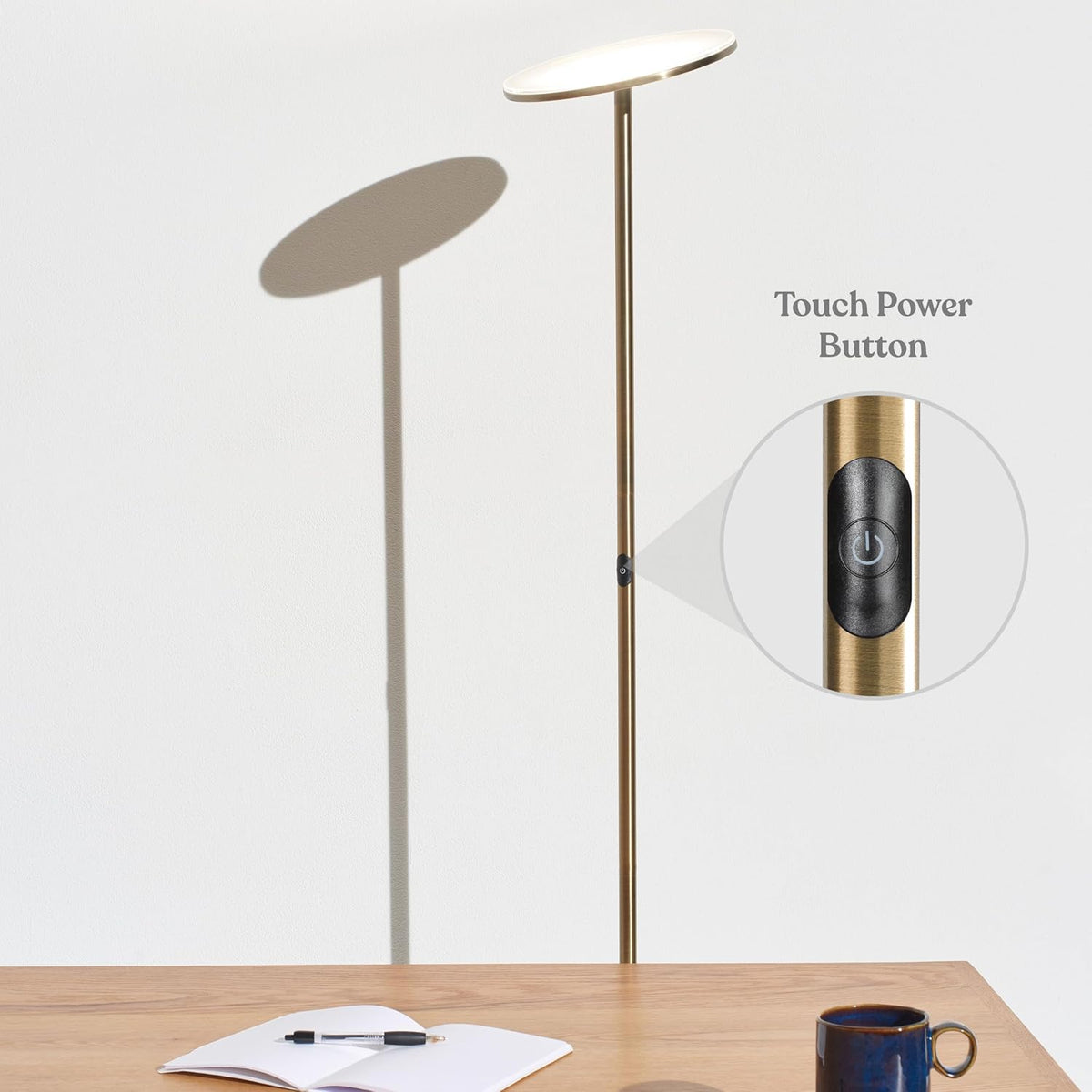 Brightech Sky LED Floor lamp, Torchiere Super Bright Floor Lamp for Living Ro...