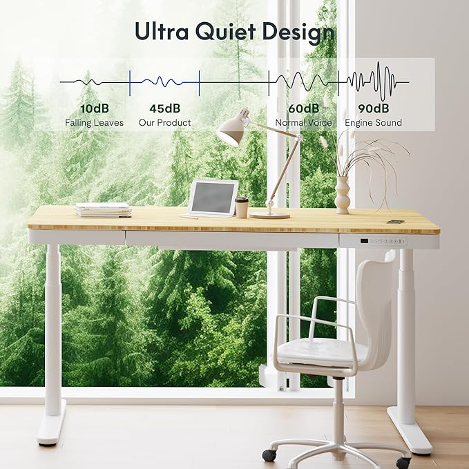 FLEXISPOT Q8 55" Bamboo Standing Desk, Dual Motor 3 Stages Adjustable Height - Image 8