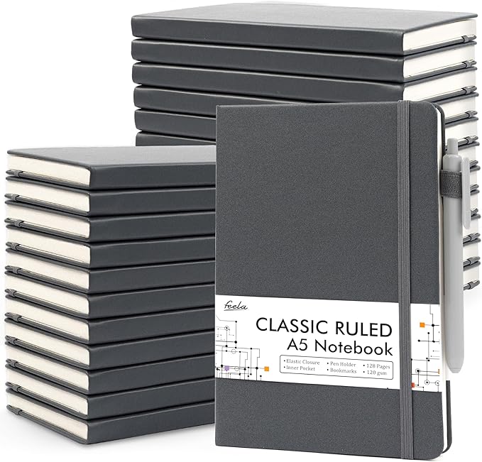 feela 24 Pack Journal Notebook for Work, Business Notebook Bulk Hardcover Lined by feela