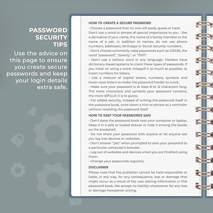 Clever Fox Password Book Spiral – Internet Address & Password Organizer - Image 5