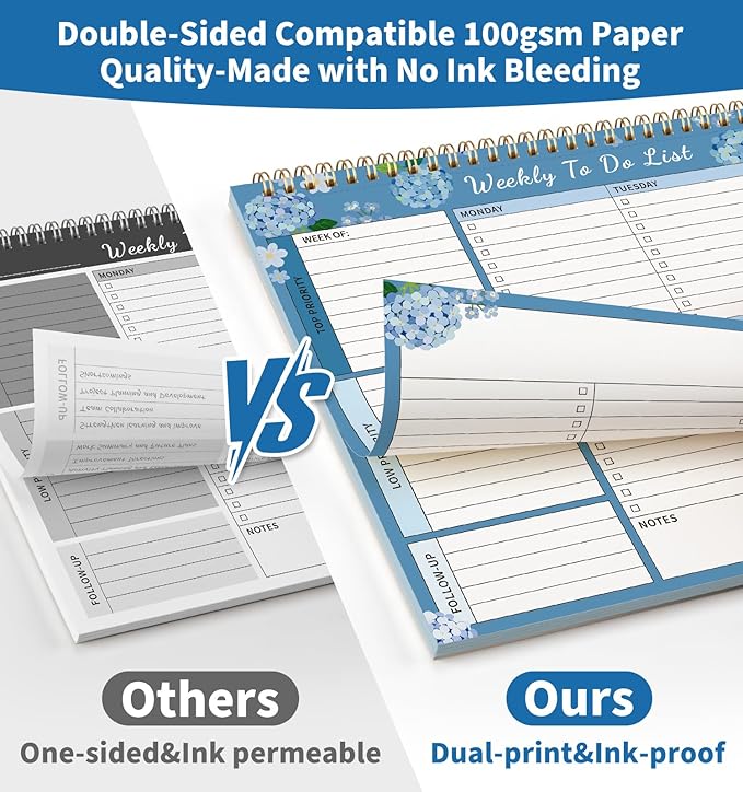 104 Pgs Weekly To Do List Notepad, 52 Duplex-Printed Undated Sheets 100 - Image 5