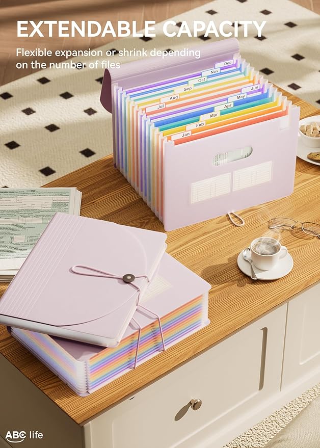 ABC life 12-Pocket Accordion File Organizer, Expandable File Folder - Image 3