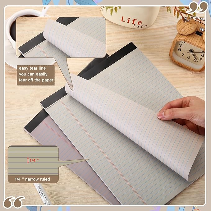 Fuutreo 8 Pcs 8.5'' x 11'' Colored Legal Pad Writing Pads Narrow Ruled 50 - Image 3