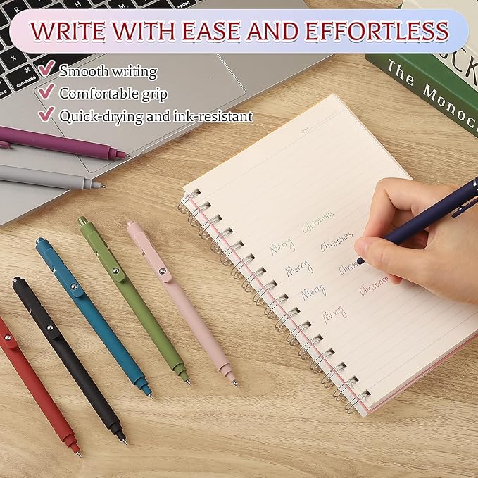 Thboxes 8Pcs Gel Pens for Journaling, 0.5mm Fine Tip Retractable Colorful Pens - Image 3