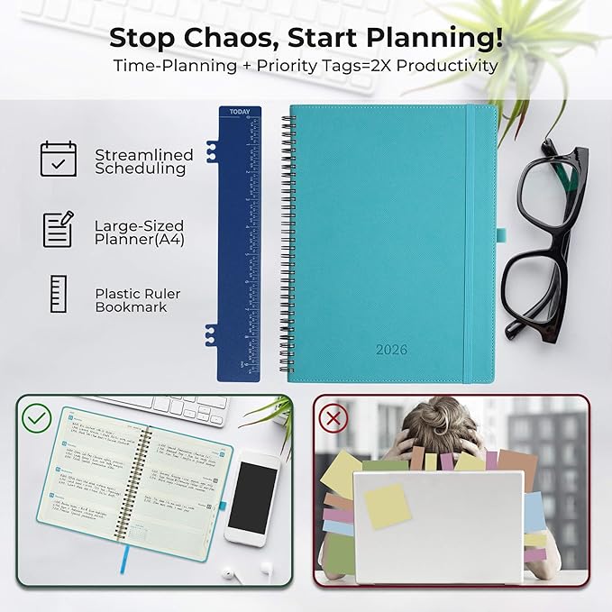 IN-LUXPRO Planner 2026 Daily Weekly and Monthly, 11.5"x8.5", 12 Months Spiral - Image 8