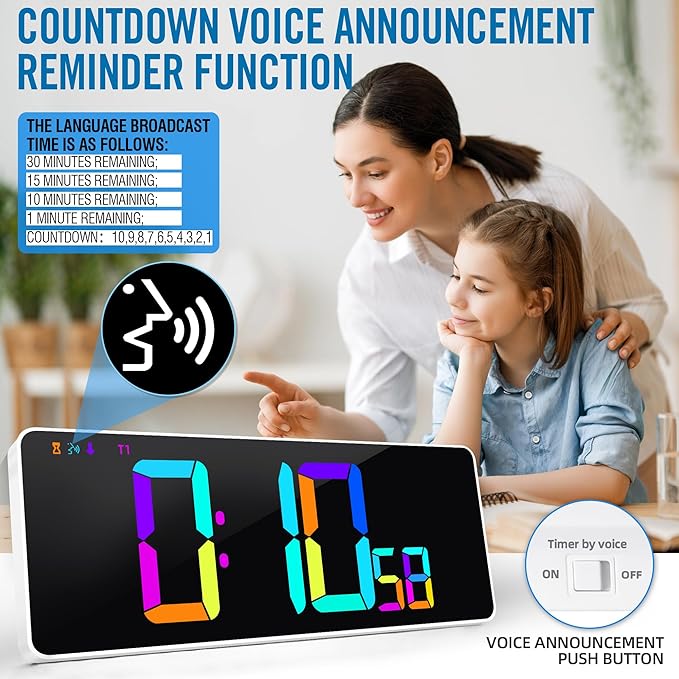 KMMKGG Large 13.7" LED Digital Timer（5''Nunmber）, 11 Color Changing, Count - Image 8