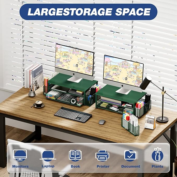 OPNICE Desk Organizers and Accessories, 2-Tier Computer Monitor Stand Riser - Image 3