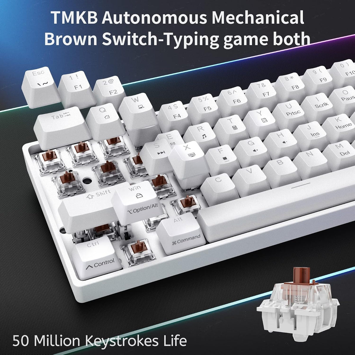DIERYA 60% Mechanical Keyboard, DK61se Wired Gaming Keyboard with Brown Switc...