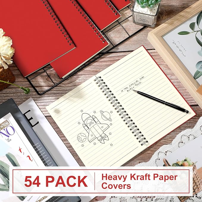 Yahenda 54 Pcs Spiral Notebook Bulk A5 Journal Lined 8.3'' x 5.5'' Writing - Image 3