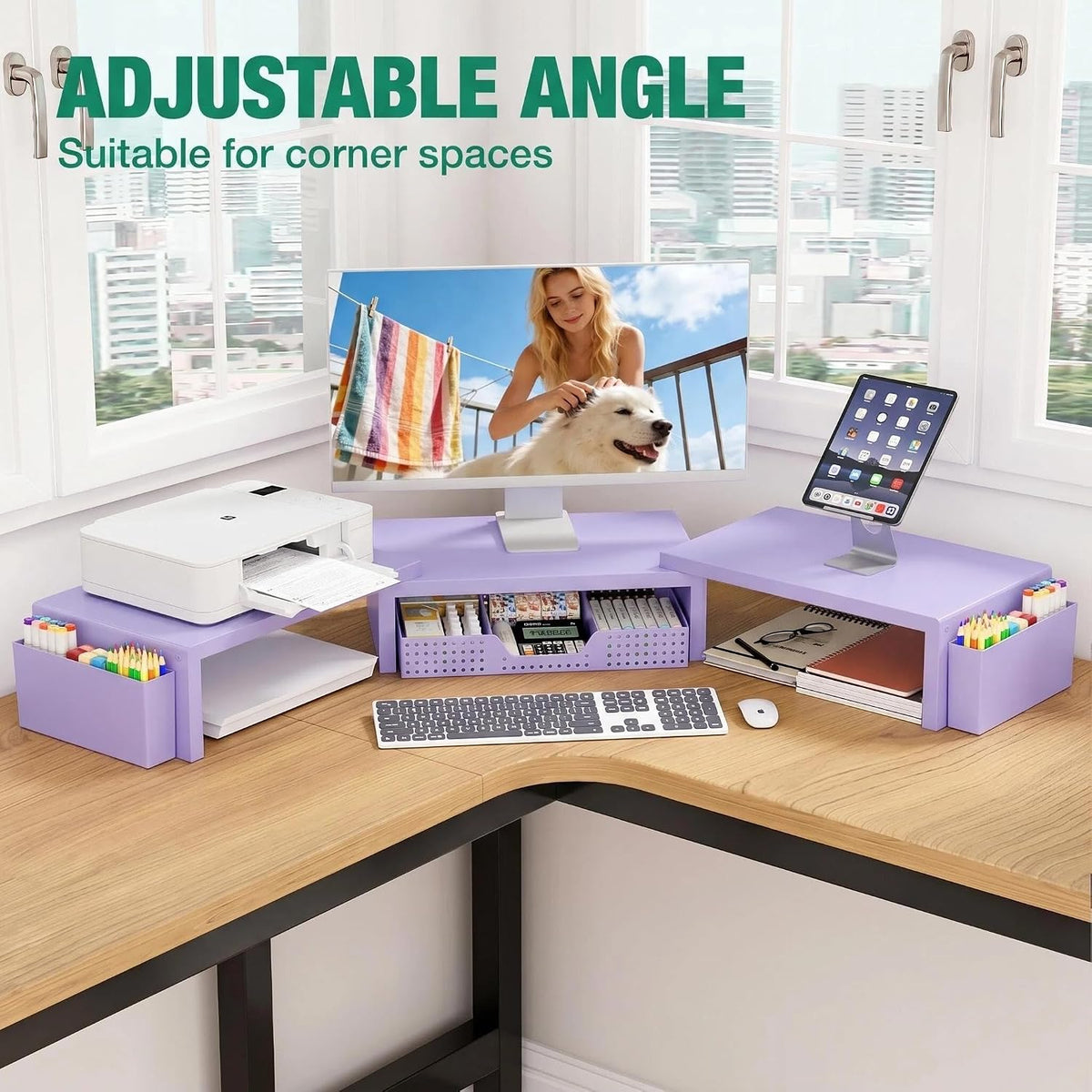 OPNICE Desk Organizer and Accessories, Computer Monitor Stand Riser with Draw...