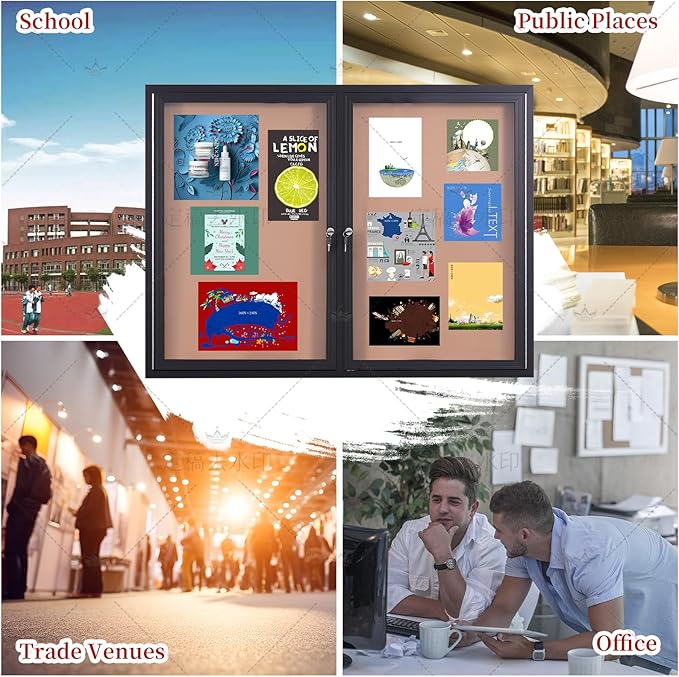 48x36 Inch Lockable Enclosed Bulletin Board, Weather-Resistant Outdoor - Image 6