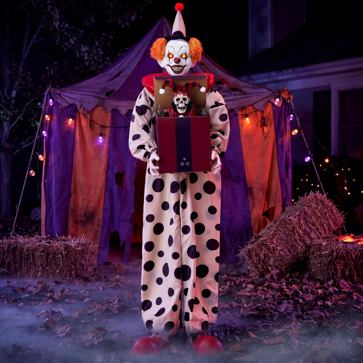 JOYIN 67" Halloween Animatronic Clown with Pop-Up Box, Halloween Decor O...