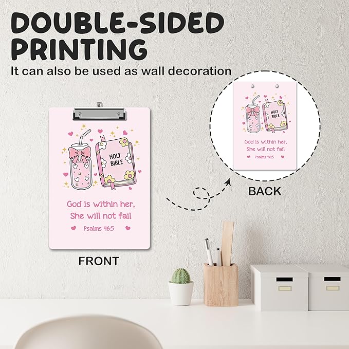 APIILVPQ Pink Clipboard, Bible Verse Clipboards - Image 3