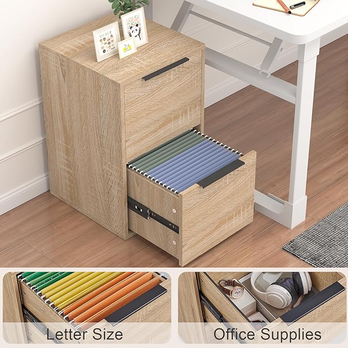 FATIGOS Wood File Cabinet 2 Drawer Filing Cabinets - Image 5