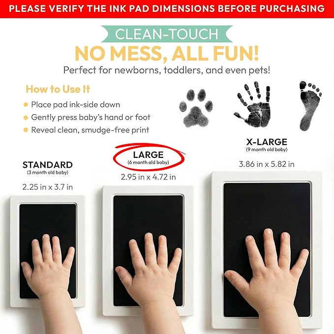 Large Clean Touch Ink Pad for Baby Handprints and Footprints – Inkless Infant - Image 2