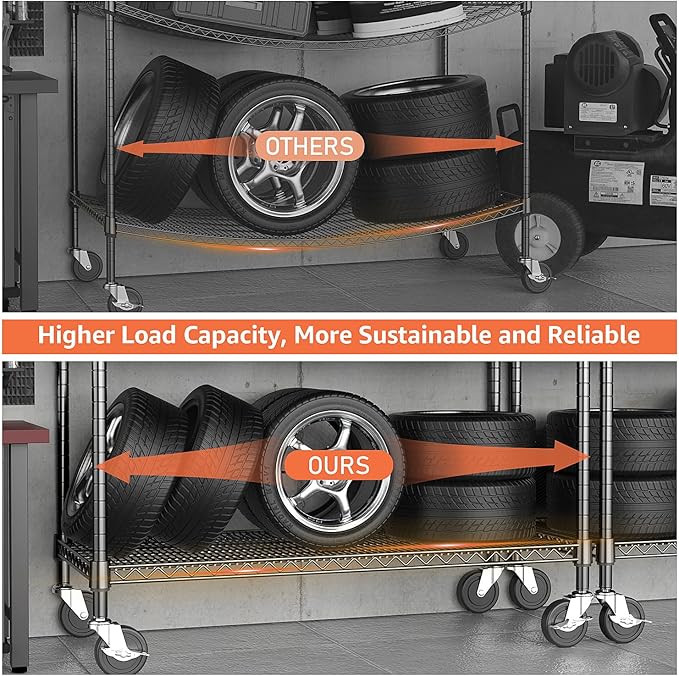 M MZG 4 Tiers Storage Shelves Load 1400LBS, Metal Shelving Wire Metal Shelving - Image 5