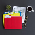 Smead SuperTab Poly Plastic File Folders for Documents, Set of 36 Plastic Folders, 1/3-Cut Tabs, File Folders Letter Size, Assorted Primary Colors, Office Supplies, School Supplies