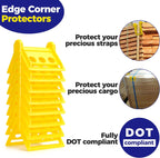 24 Pack Edge Corner Protector With Carrying Case for Flatbed Cargo Load Truck Shipping - 4'' x 6'' Winch Ratchet Straps Plastic Protectors Yellow
