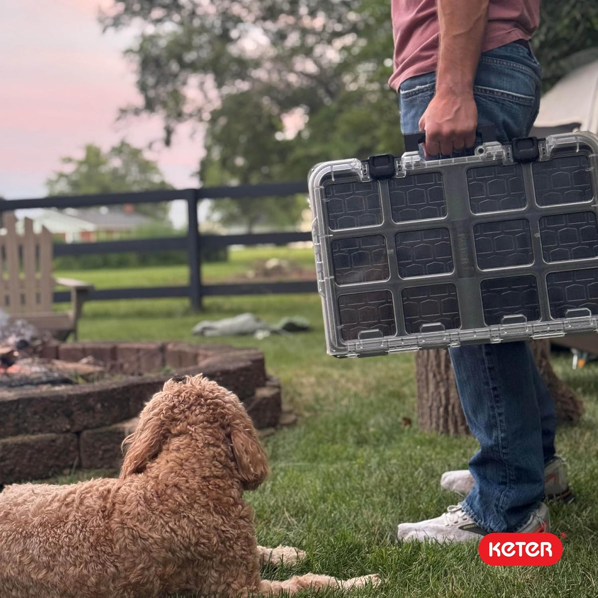 Keter Stack N' Roll Camping Gear Organizer, Portable Storage Organizer