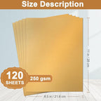 Silunkia 120 Sheets Gold Shimmer Cardstock 8.5 x 11 Metallic Paper, 250gsm/92lb - Image 2