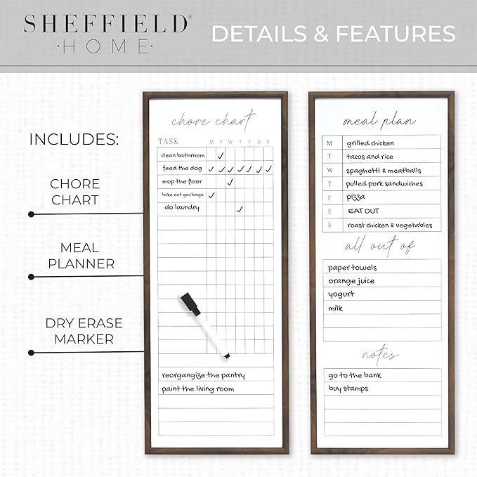 Sheffield Home Set of Two Family Planner Dry Erase Boards Featuring, Chore Chart - Image 4
