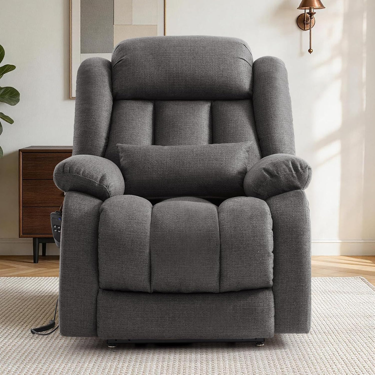 Dual Motor Infinite Position Power Lift Recliner Chair for Elderly, Grey