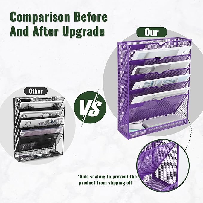 EASEPRES 6 Tier Mesh Hanging Wall File Organizer, Desk Vertical Mail Paper - Image 3