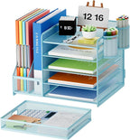 Marbrasse Desk Organizer with File Holder, 5-Tier Paper Letter Tray Organizer - Image 2