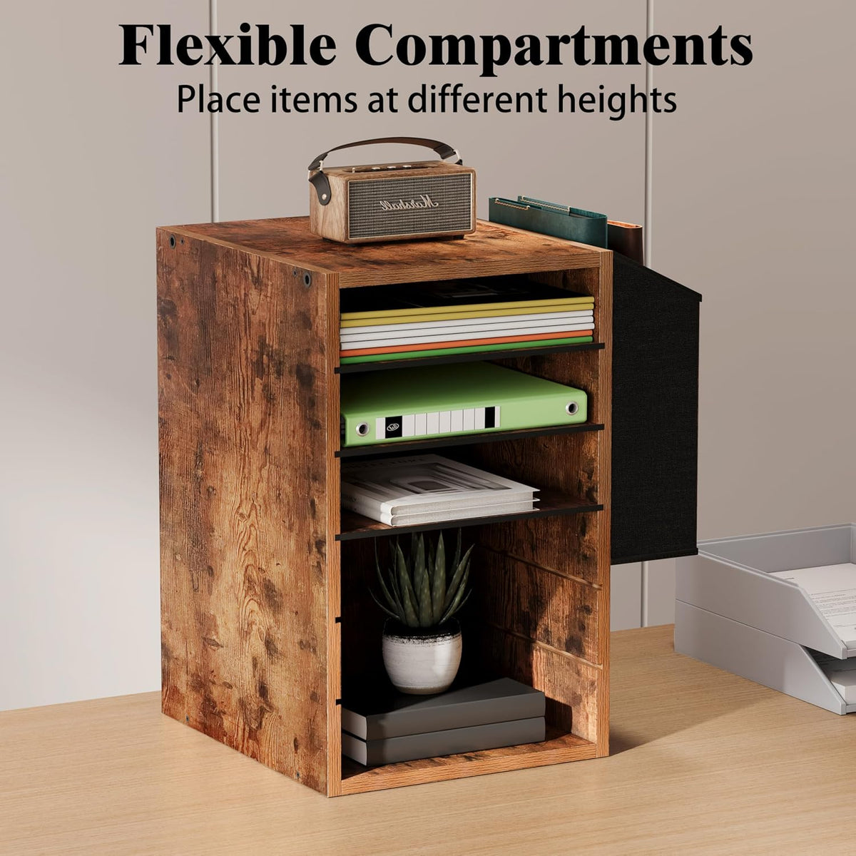 Unionly 6 Tier Adjustable Mail Sorter,Wood Paper Organizer for Class,Office