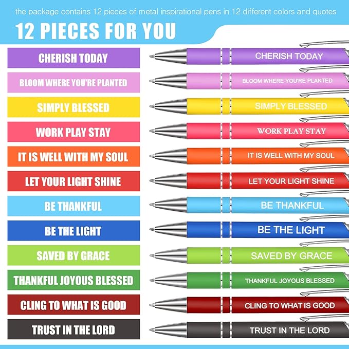 Zonon 12 Pcs Inspirational Pens Bulk Funny Ballpoint Pen - Image 2