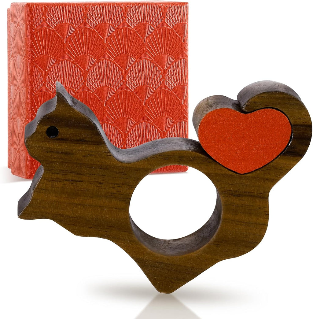 Cat Book Page Holder with Detachable Heart Gifts for Valentine's Day,Walnut Thumb Book Page Holders for Reading,Book Opener Holder Reading Accessories for Book Lovers with Gift Box (Large 0.94")