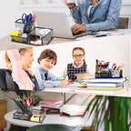 Ludato Desk Organizers Mesh Pencil Holder，3 Compartments Black Mesh Pen Holder - Image 7