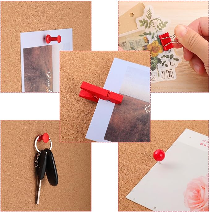 200 Pieces Push Pins, 5 Style Red Thumb Tacks Decorative Push Pins - Image 5