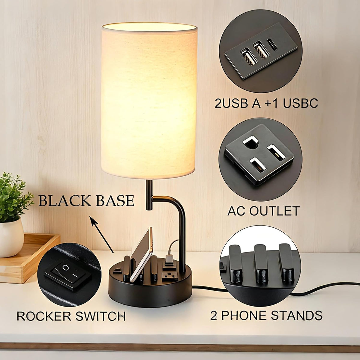 dreamholder 2 pack table lamp, bedside lamp with shown in use