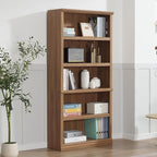 blini 5-Shelf Tall Bookcase Wooden Bookshelves 33in Wide Floor Standing Display - Image 5