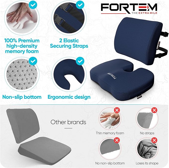 FORTEM Seat Cushion, Office Chair Cushion, Lumbar Support Pillow - Image 7