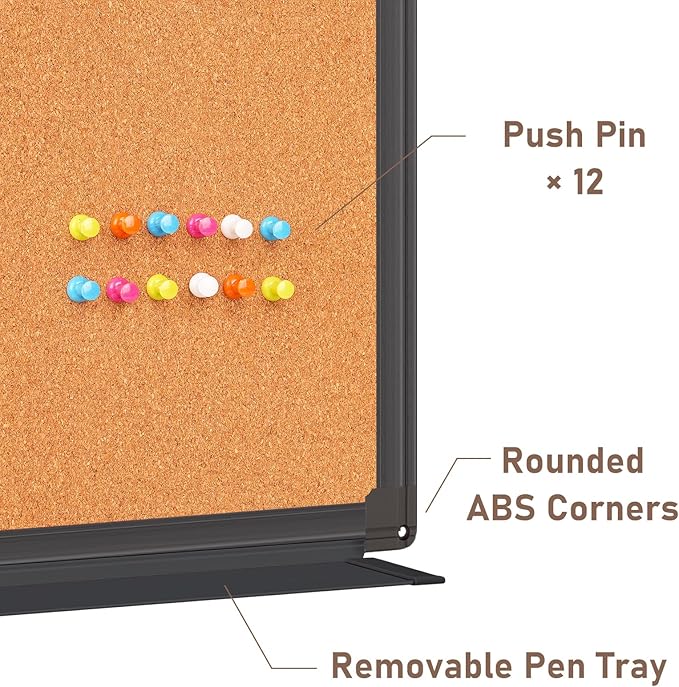 maxtek Combination White Board & Bulletin Cork Board 24 x 18 Whiteboard Magnetic - Image 4