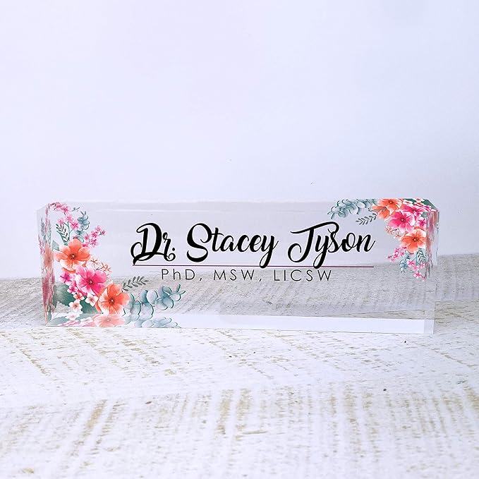 Artblox Personalized Office Desk Name Plate and Business Card Holder | Clear - Image 7