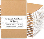feela 30 Pack Kraft Notebooks, A5 60 Lined Pages Notebooks and Journals by feela
