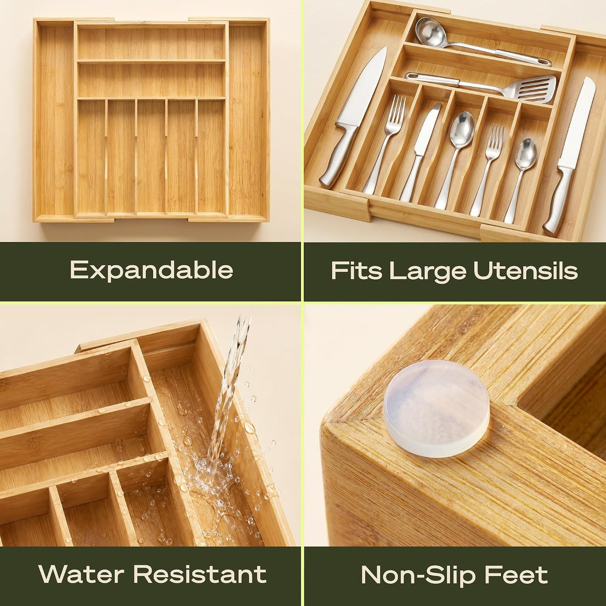 ROYAL CRAFT WOOD Luxury Bamboo Kitchen Drawer Organizer for Kitchen Organizat...