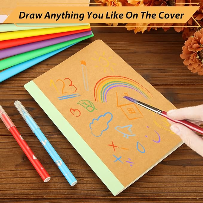 MIVIDE 48 Pack A5 Kraft Notebooks, Colourful Spine Lined Journal Bulk Pack 8.3 - Image 6
