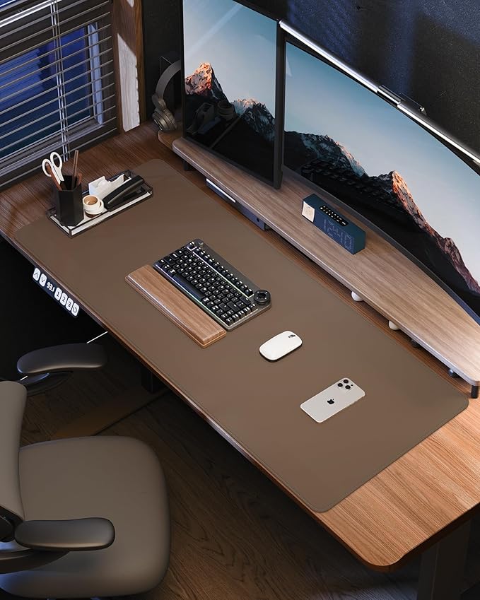 Leather Desk Pad Protector- 48" x 17" Office Desk Mat, Non-Slip PU Leather - Image 6