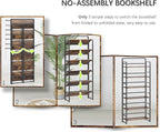 4NM No Assembly 6 Tiers Folding Bookshelf Storage Shelves Vintage Bookcase - Image 6