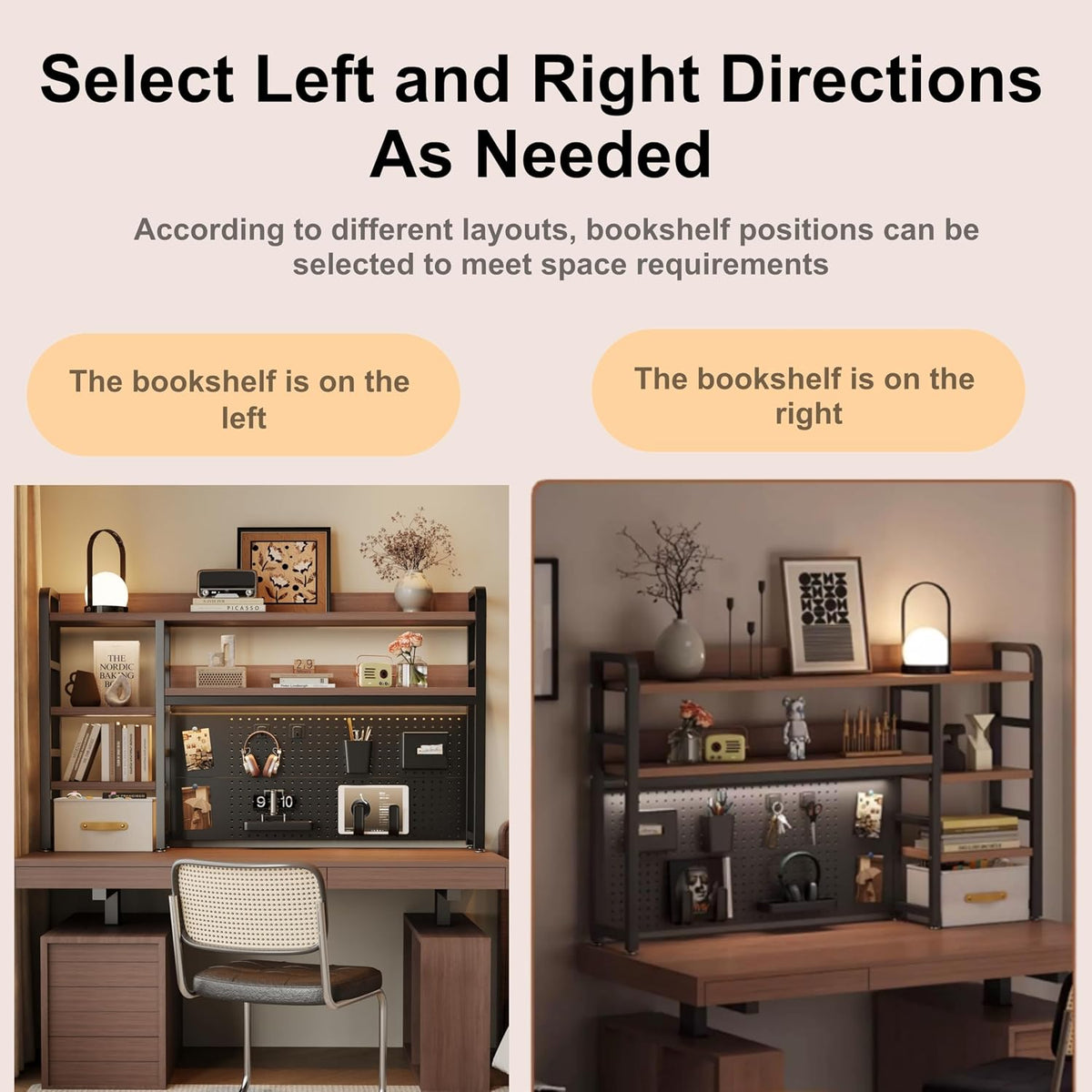 Desktop Hutch Bookshelf, 4-Tier Metal Desk Shelf for Top of Desk