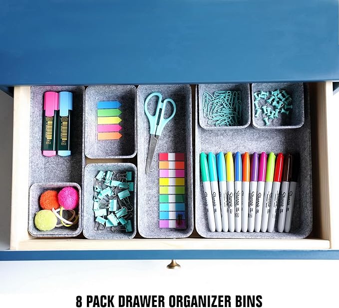 Welaxy Desk Drawer organizers tray Felt storage bins aesthetics room décor - Image 5