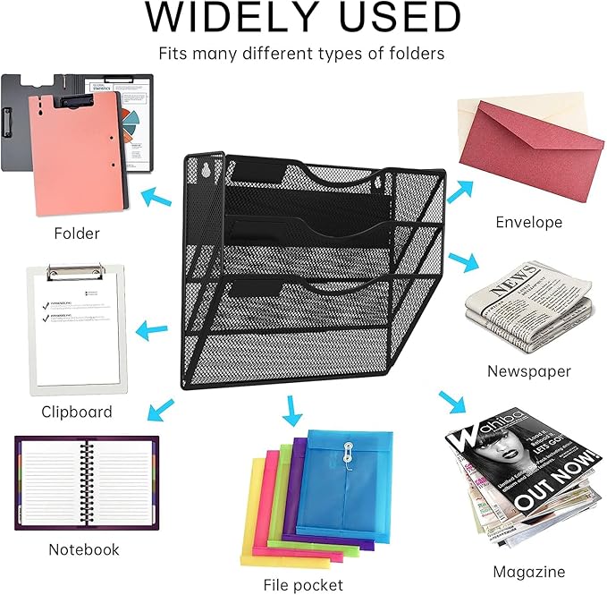 LQPAFZ 3-Tier Magnetic File Holder, No Drilling Installation File Cabinet - Image 7