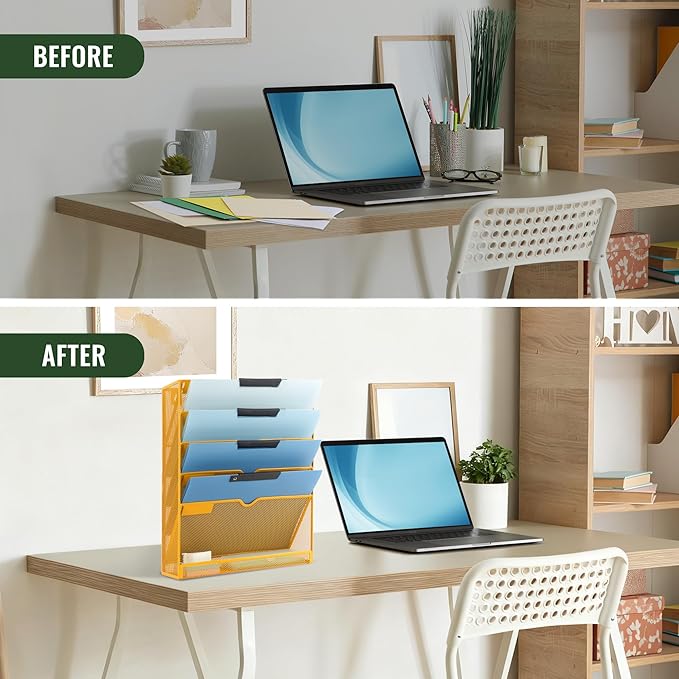 EASEPRES 6 Tier Mesh Hanging Wall File Organizer, Desk Vertical Mail Paper - Image 5