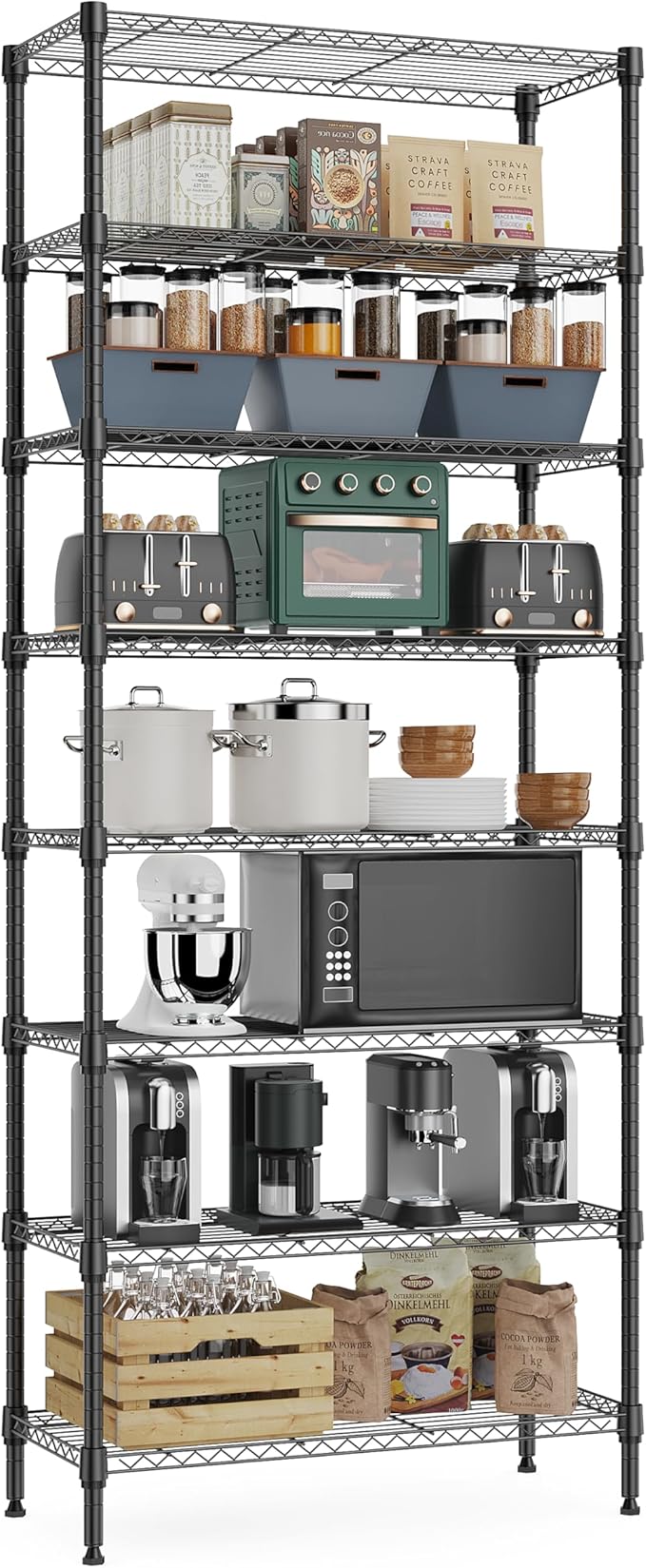M MZG 8 Tier 2000 lbs Storage Rack Metal Wire Shelving Unit, Storage Standing by MEIGAOPLASTICANDMETALHKCOLIMITED