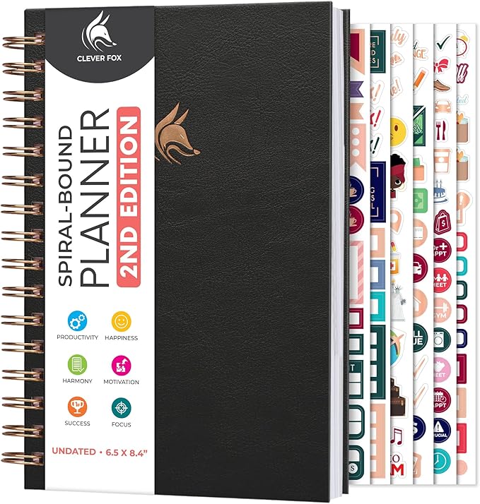 Clever Fox Planner 2nd Edition Spiral – Colorful Weekly & Monthly Goal Planner by CleverFox