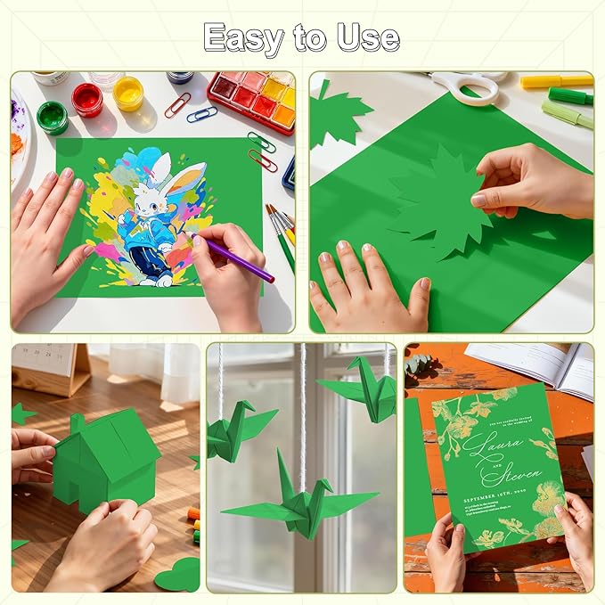40 Sheets Cardstock 8.5x11, 65lb Dark Green Card Stock, Construction Paper - Image 7